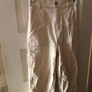 High waisted fabric cropped wide leg pants